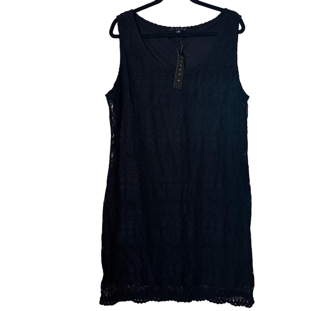 Tiana B. Women's Dress XXL NWT Sleeveless Black‎ Delicate Floral Pattern